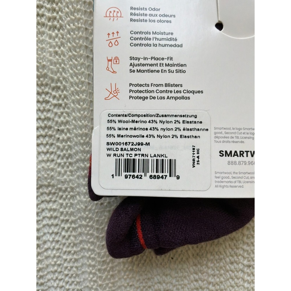 Smartwool Run Targeted Cushion Low Ankle Socks Women's M Wild Salmon Merino Wool